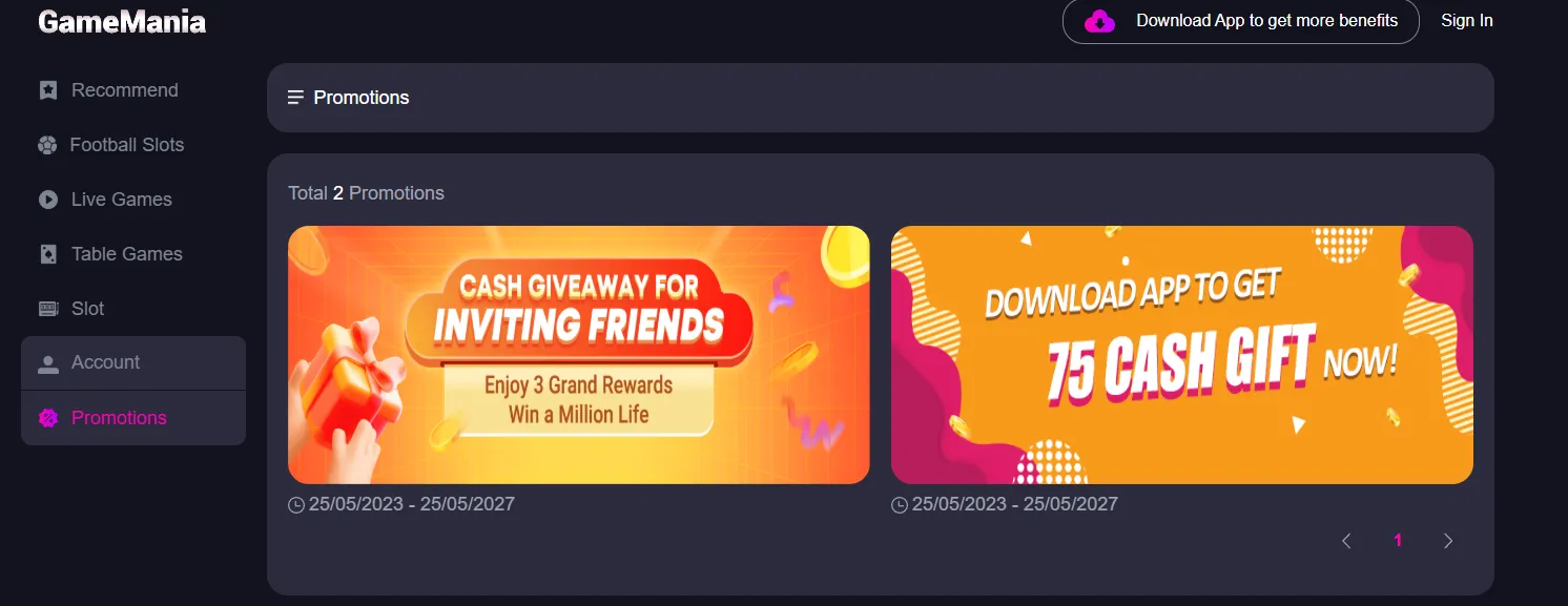 GameMania promotions and bonus offers